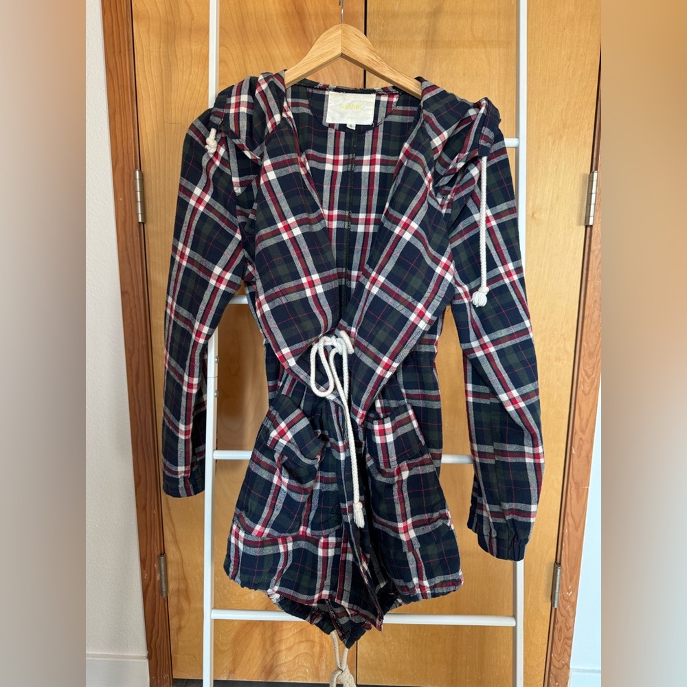 Hei Hei Anthropologie Plaid Flannel Tie Waist Lightweight Anorak Size S